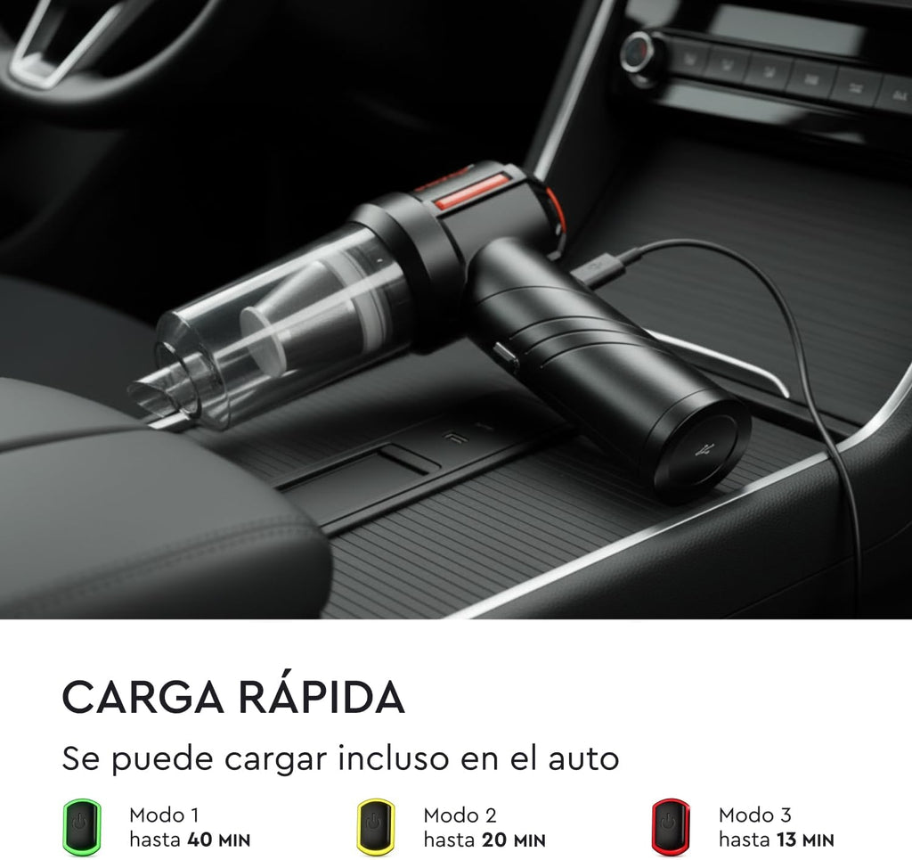 Aspirador de Mano Inalámbrico Dnipro-M VC-10BC – Mini Aspiradora y Soplador 2 en 1 con Motor Brushless, 15 kPa, Filtro HEPA Lavable y Carga USB-C