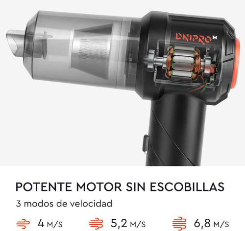 Aspirador de Mano Inalámbrico Dnipro-M VC-10BC – Mini Aspiradora y Soplador 2 en 1 con Motor Brushless, 15 kPa, Filtro HEPA Lavable y Carga USB-C