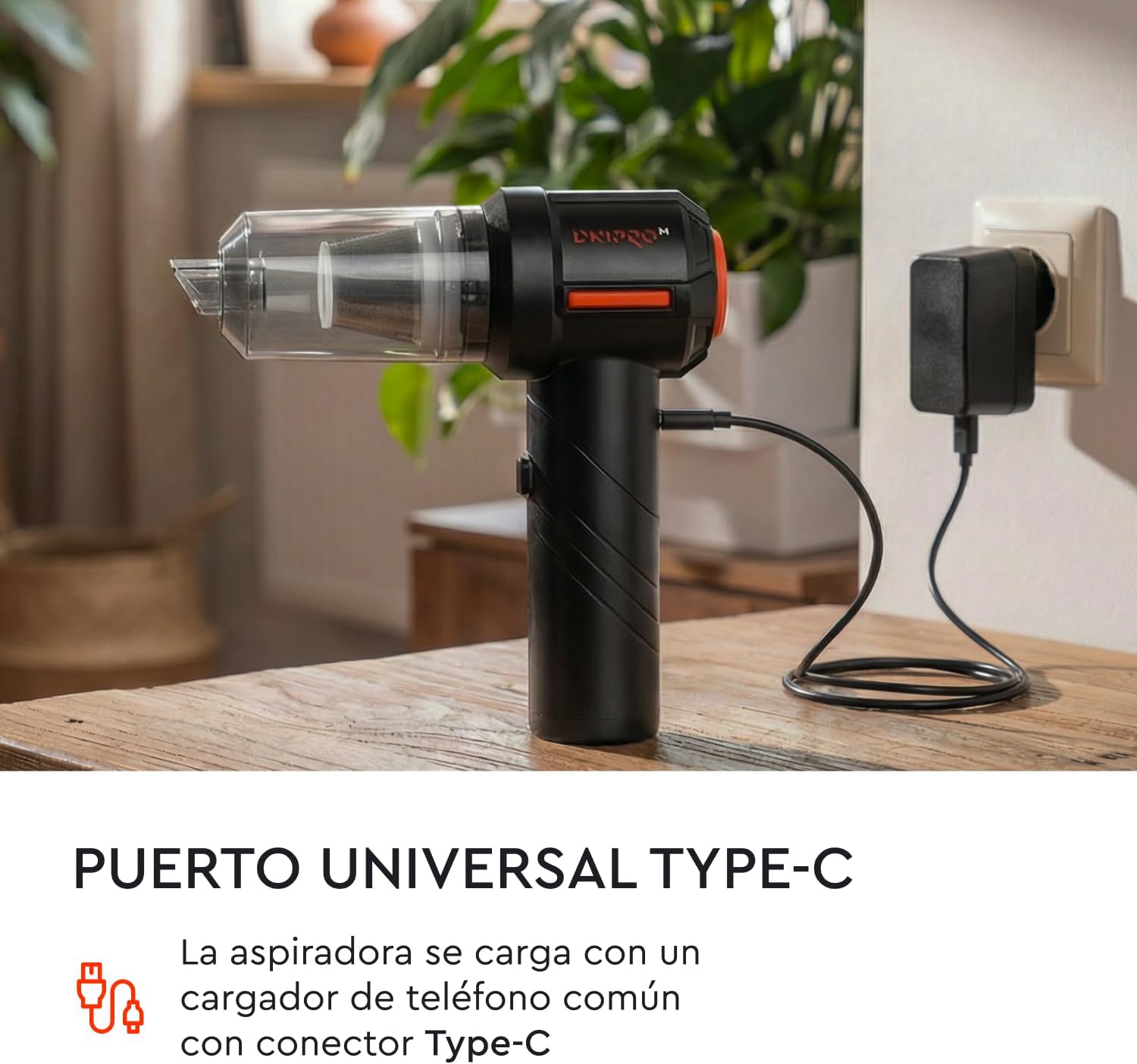 Aspirador de Mano Inalámbrico Dnipro-M VC-10BC – Mini Aspiradora y Soplador 2 en 1 con Motor Brushless, 15 kPa, Filtro HEPA Lavable y Carga USB-C