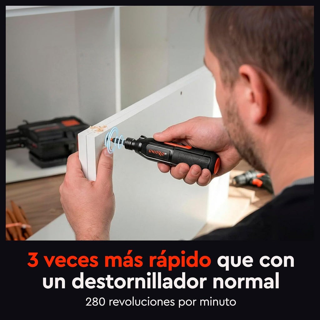 Destornillador Eléctrico Inalámbrico Dnipro-M CSD-36X 3.6V – Doble Modo (1.2/8 Nm), USB-C, Luz LED y Kit de Puntas