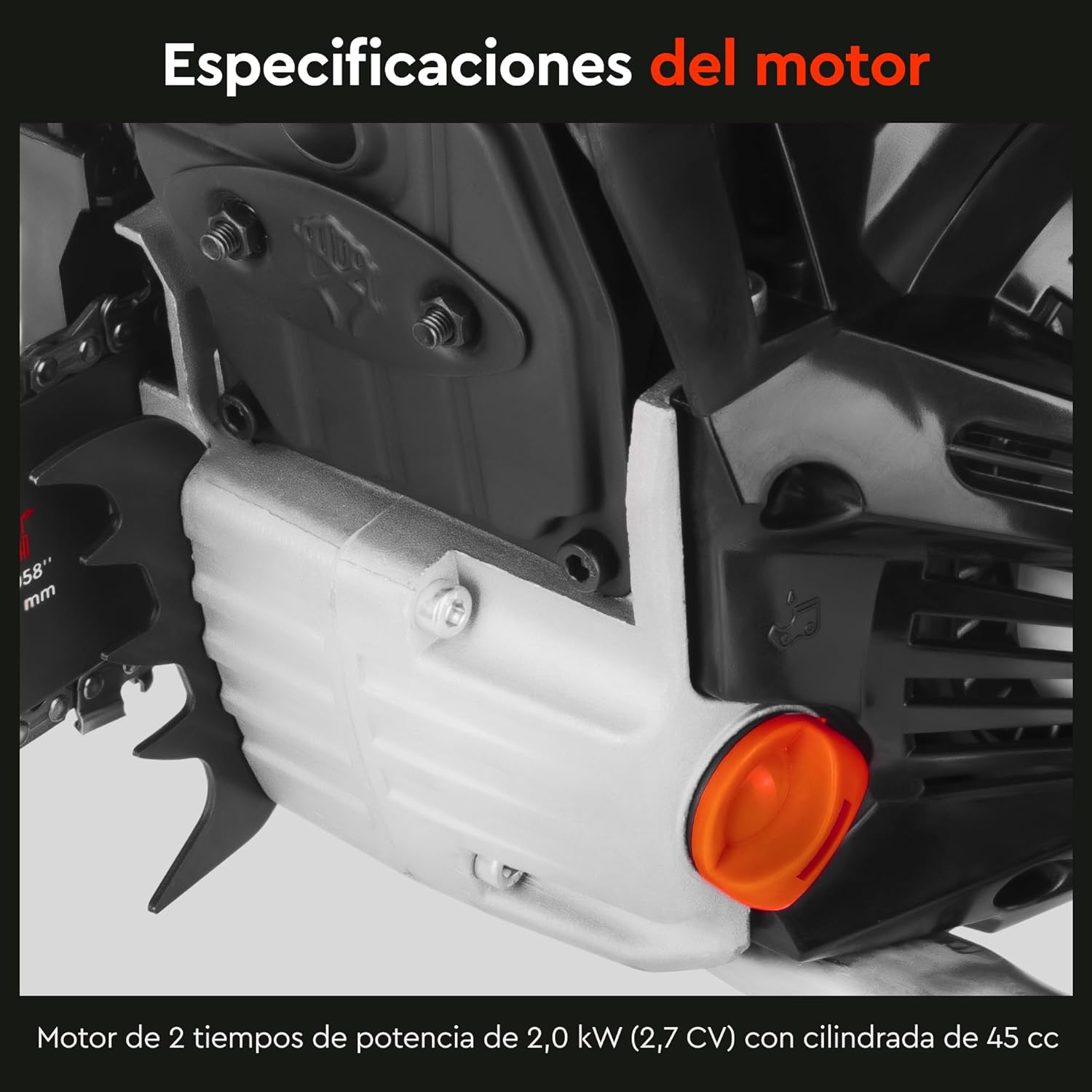 Motosierra de Gasolina Dnipro-M DSG-45HE – Motor de 45 cc (2000W), Espada de 40 cm, Sistema de Arranque Fácil y Filtro de Aire de Acceso Rápido
