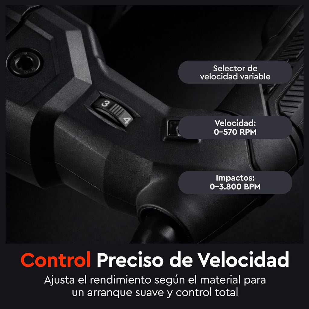Martillo Perforador y Demoledor Profesional Dnipro-M BH-30 1400W – Sistema Heavy Duty SDS-Max, Fuerza de Impacto de 9 J, Regulador de Velocidad y Maletín