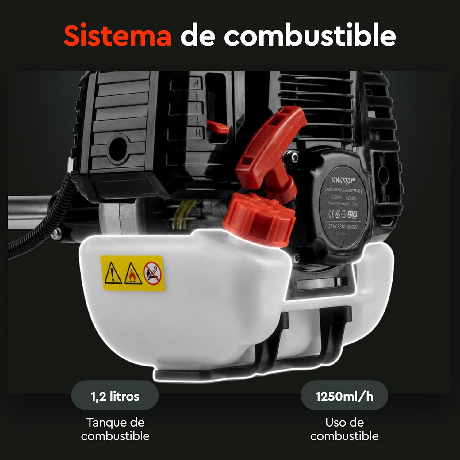 Desbrozadora a Gasolina Dnipro-M 52 – Potencia Profesional de 52 cc (3.3 CV) con Arranque Fácil, Eje Reforzado y Kit de Corte Completo