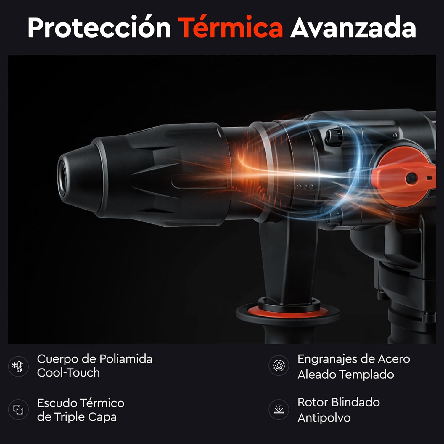 Martillo Perforador y Demoledor Profesional Dnipro-M BH-30 1400W – Sistema Heavy Duty SDS-Max, Fuerza de Impacto de 9 J, Regulador de Velocidad y Maletín