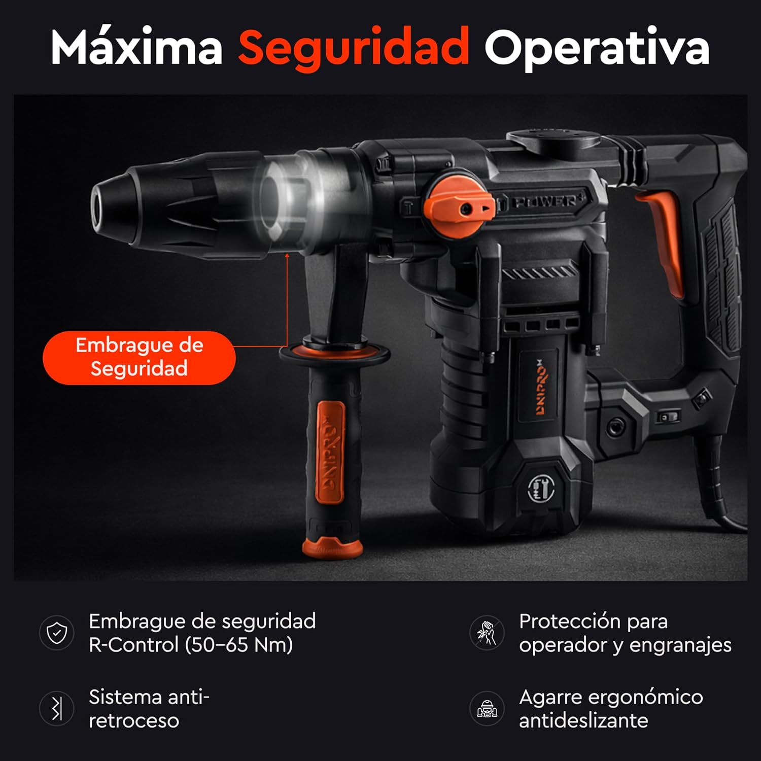 Martillo Perforador y Demoledor Profesional Dnipro-M BH-30 1400W – Sistema Heavy Duty SDS-Max, Fuerza de Impacto de 9 J, Regulador de Velocidad y Maletín