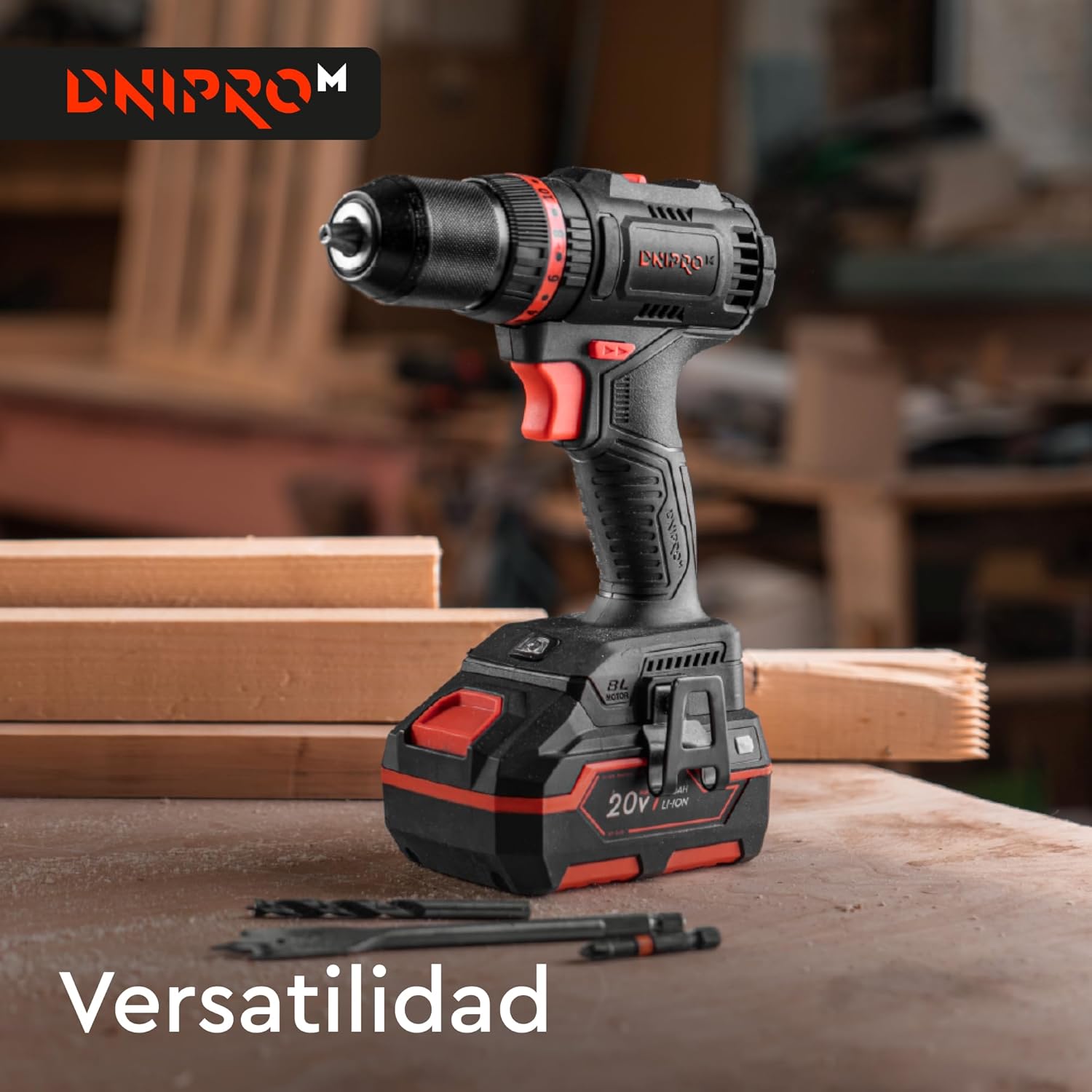 Taladro Percutor a Batería Dnipro-M CD-201HBC Compact 20V – Kit Profesional con Motor Sin Escobillas, Batería 2Ah y Cargador Rápido