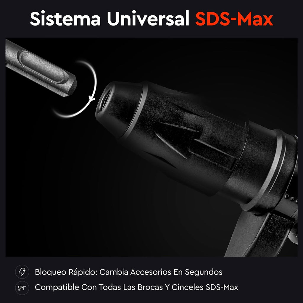 Martillo Perforador y Demoledor Profesional Dnipro-M BH-30 1400W – Sistema Heavy Duty SDS-Max, Fuerza de Impacto de 9 J, Regulador de Velocidad y Maletín