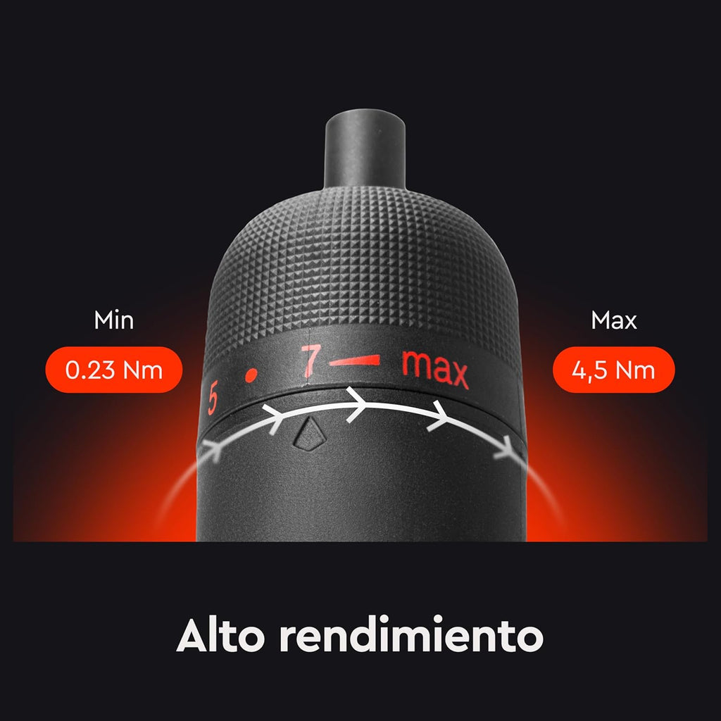 Destornillador Eléctrico Inalámbrico 3.6V Dnipro-M CSD-40X – 4.5 Nm Automático / 10 Nm Manual, Embrague de 8 Posiciones, LED Circular, Cable USB-C y Estuche con 10 Puntas
