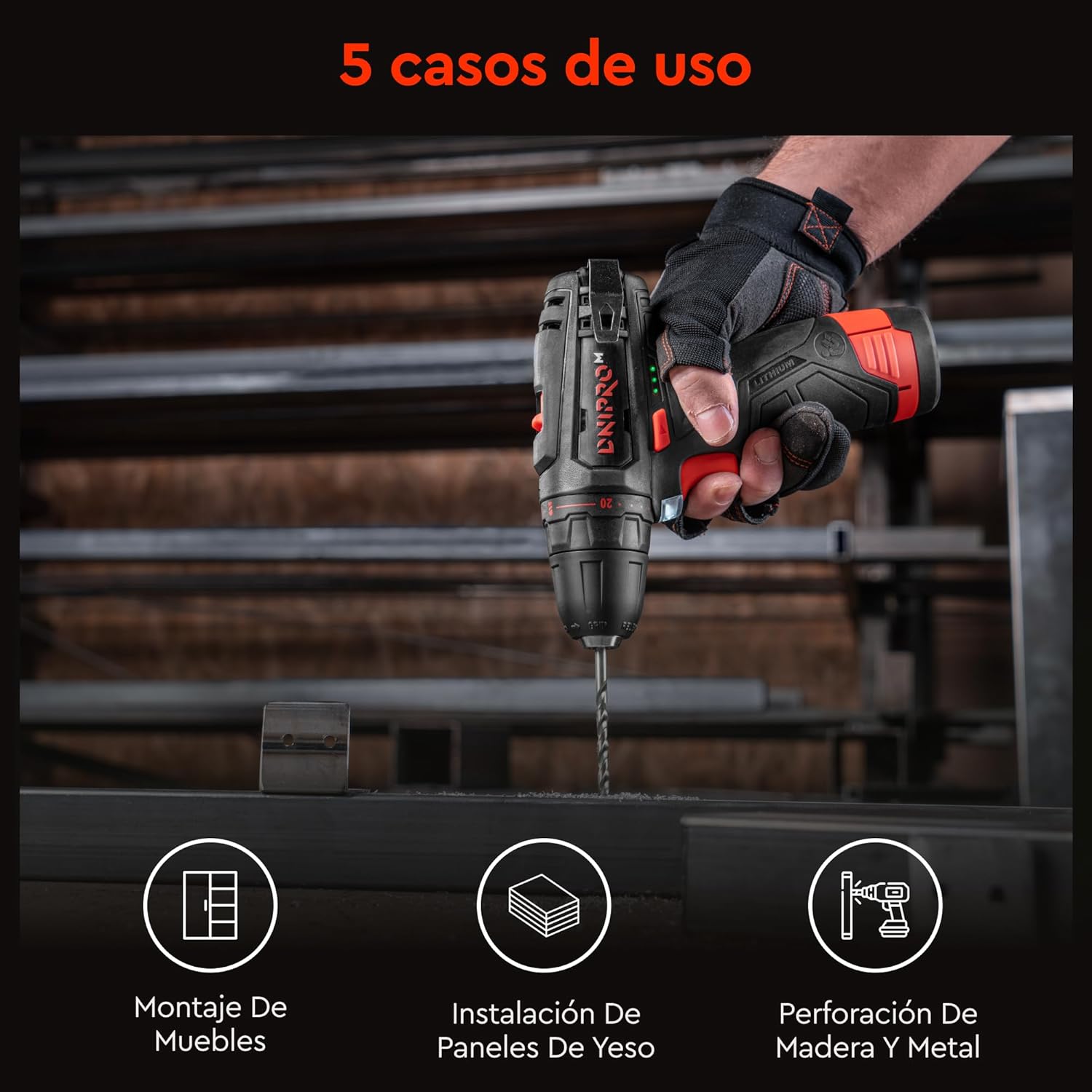 Taladro Atornillador Inalámbrico Dnipro-M CD-12CX Compact 12V – Diseño Ultra-Compacto de 164 mm, 30 Nm, Bloqueo de Husillo y Maletín con 2 Baterías de 2Ah