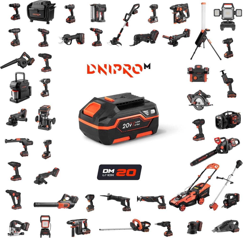 Taladro Percutor a Batería Dnipro-M CD-201HBC Compact 20V – Kit Profesional con Motor Sin Escobillas, Batería 2Ah y Cargador Rápido