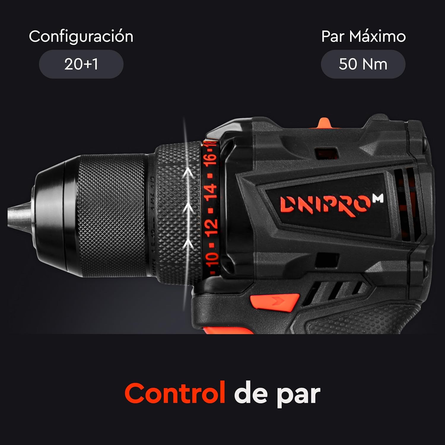 Taladro Atornillador Brushless Dnipro-M CD-200BC KIT 20V – Set Profesional con Sistema Kickback Control, Par de 50 Nm, Batería 2Ah y Cargador Rápido