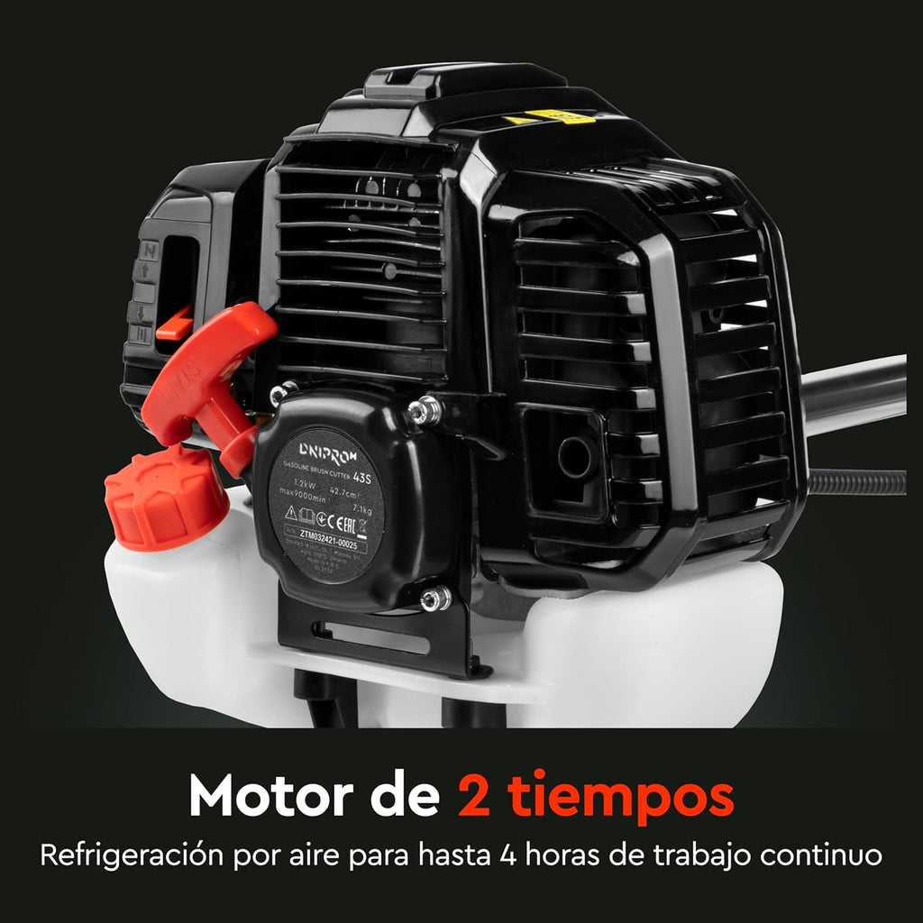 Desbrozadora a Gasolina Dnipro-M 52 – Potencia Profesional de 52 cc (3.3 CV) con Arranque Fácil, Eje Reforzado y Kit de Corte Completo