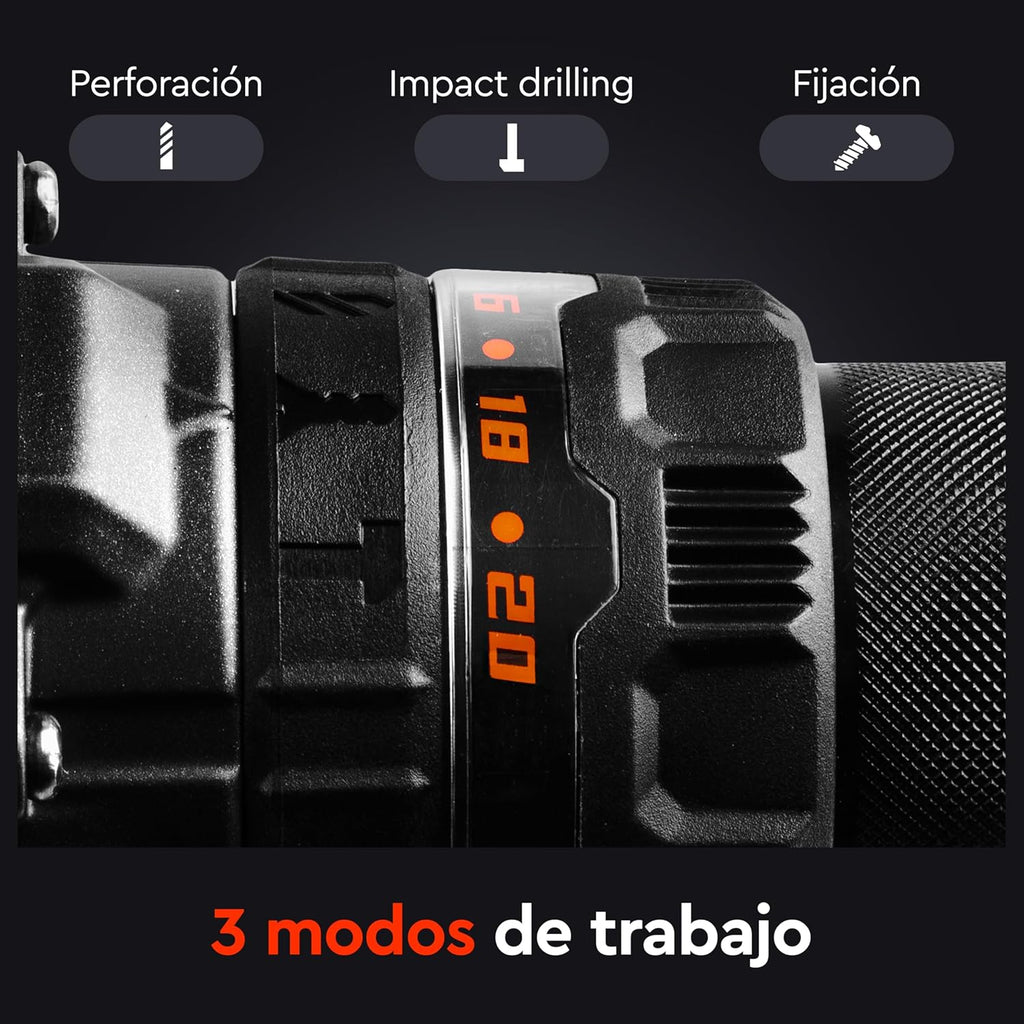 Taladro Atornillador de impacto a Batería Dnipro-M CD-202BC ULTRA 20V – Kit Profesional con Motor Brushless, Par de 160 Nm, Batería 2Ah y Cargador Rápido
