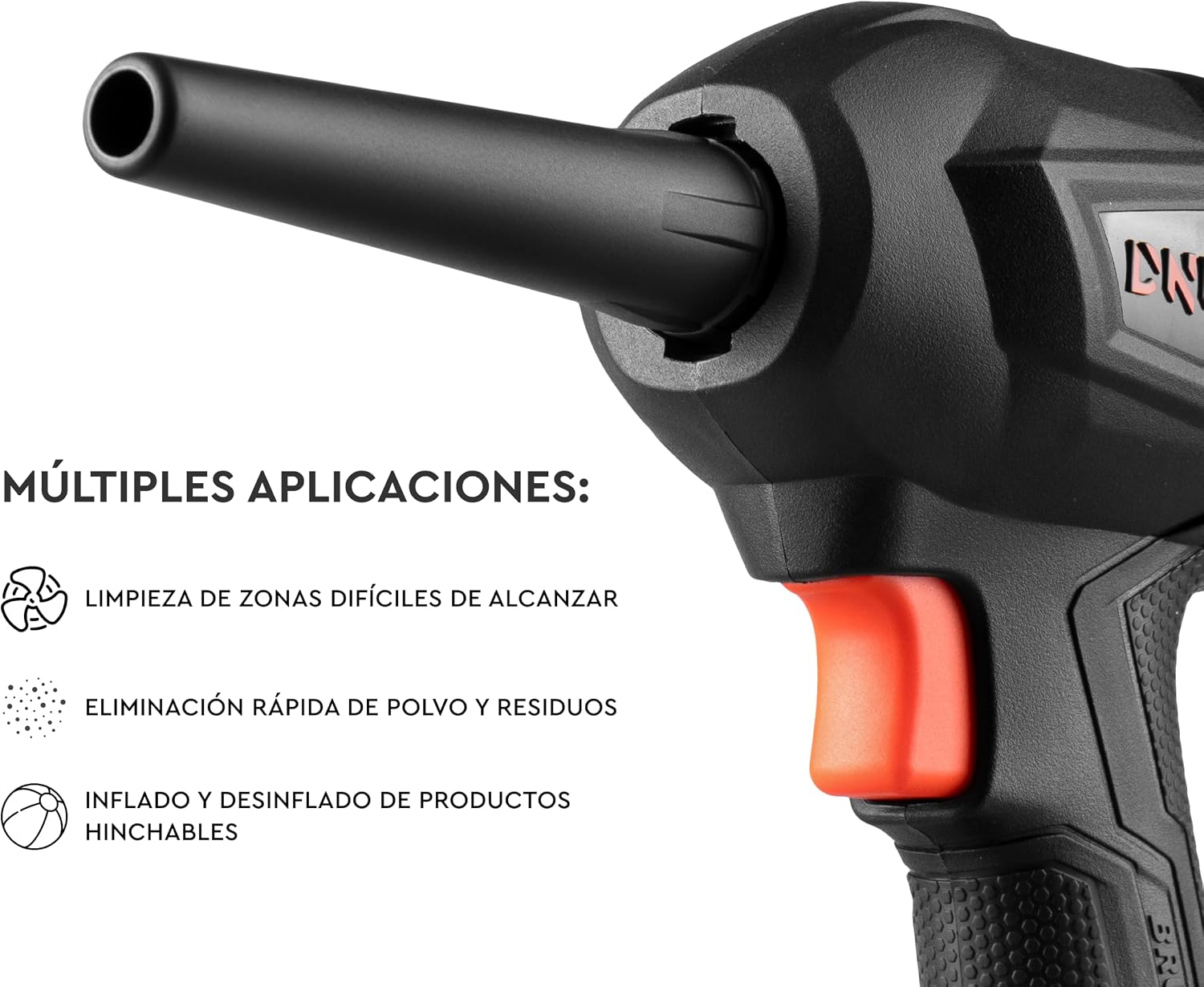 Soplador inalámbrico Dnipro-M DCB-203BC Compact 20V, motor brushless, 4 velocidades, sin batería ni cargador
