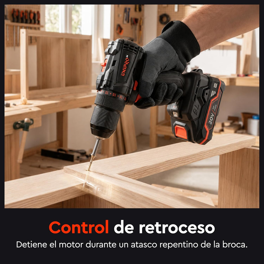 Taladro Atornillador Brushless Dnipro-M CD-200BC KIT 20V – Set Profesional con Sistema Kickback Control, Par de 50 Nm, Batería 2Ah y Cargador Rápido