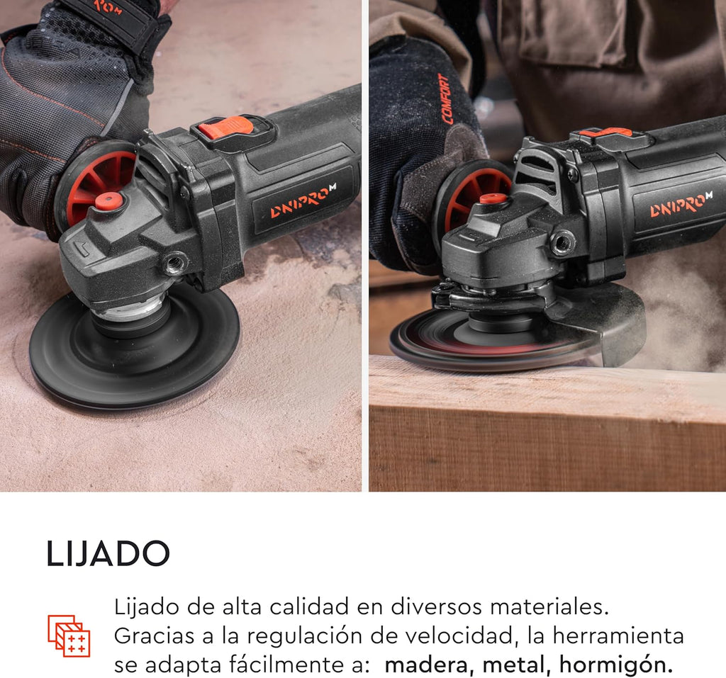 Amoladora Angular a Batería Dnipro-M DGA-201BC Ultra 20V – Motor Brushless, Kit con Batería de 4Ah y Cargador Rápido