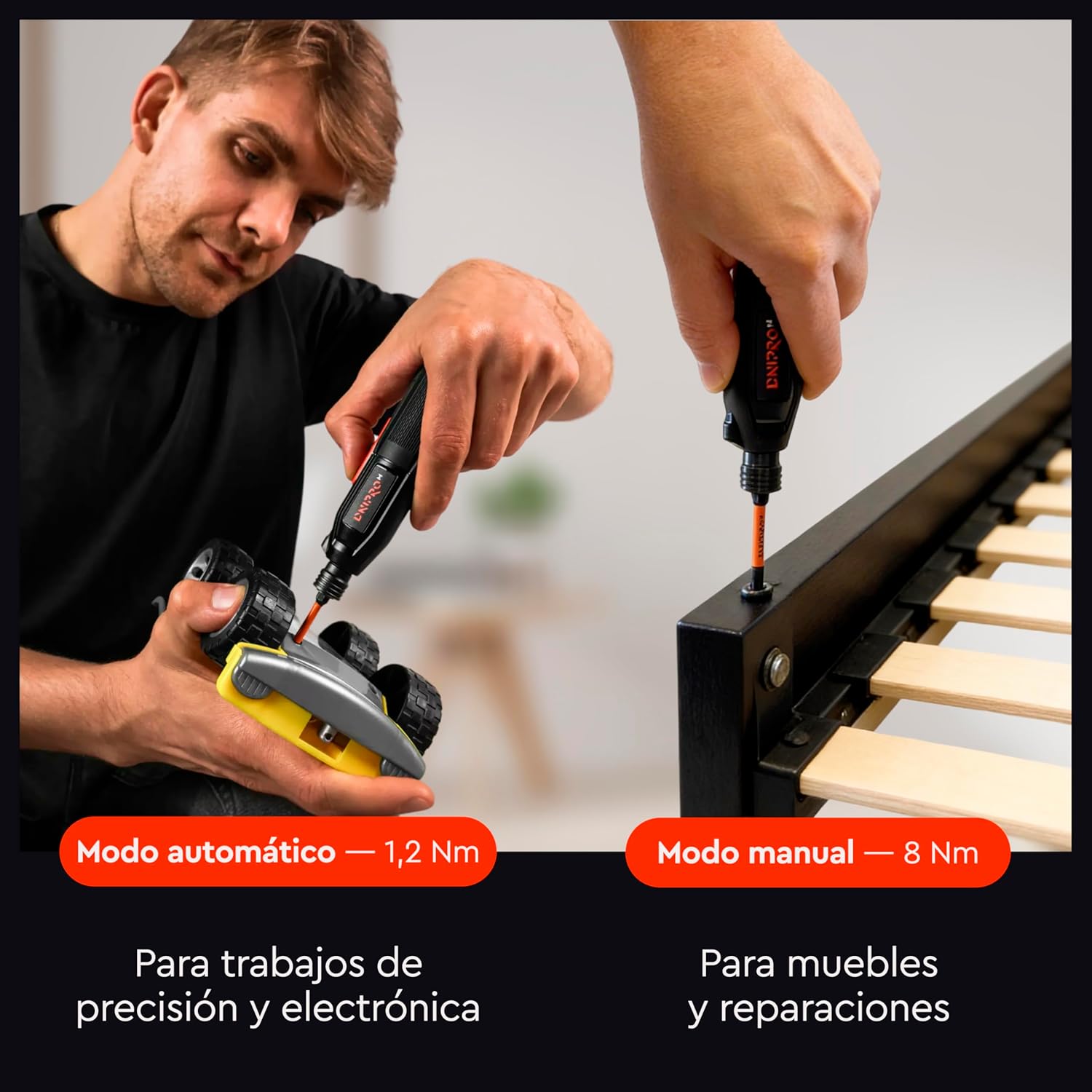 Destornillador Eléctrico Inalámbrico Dnipro-M CSD-36X 3.6V – Doble Modo (1.2/8 Nm), USB-C, Luz LED y Kit de Puntas
