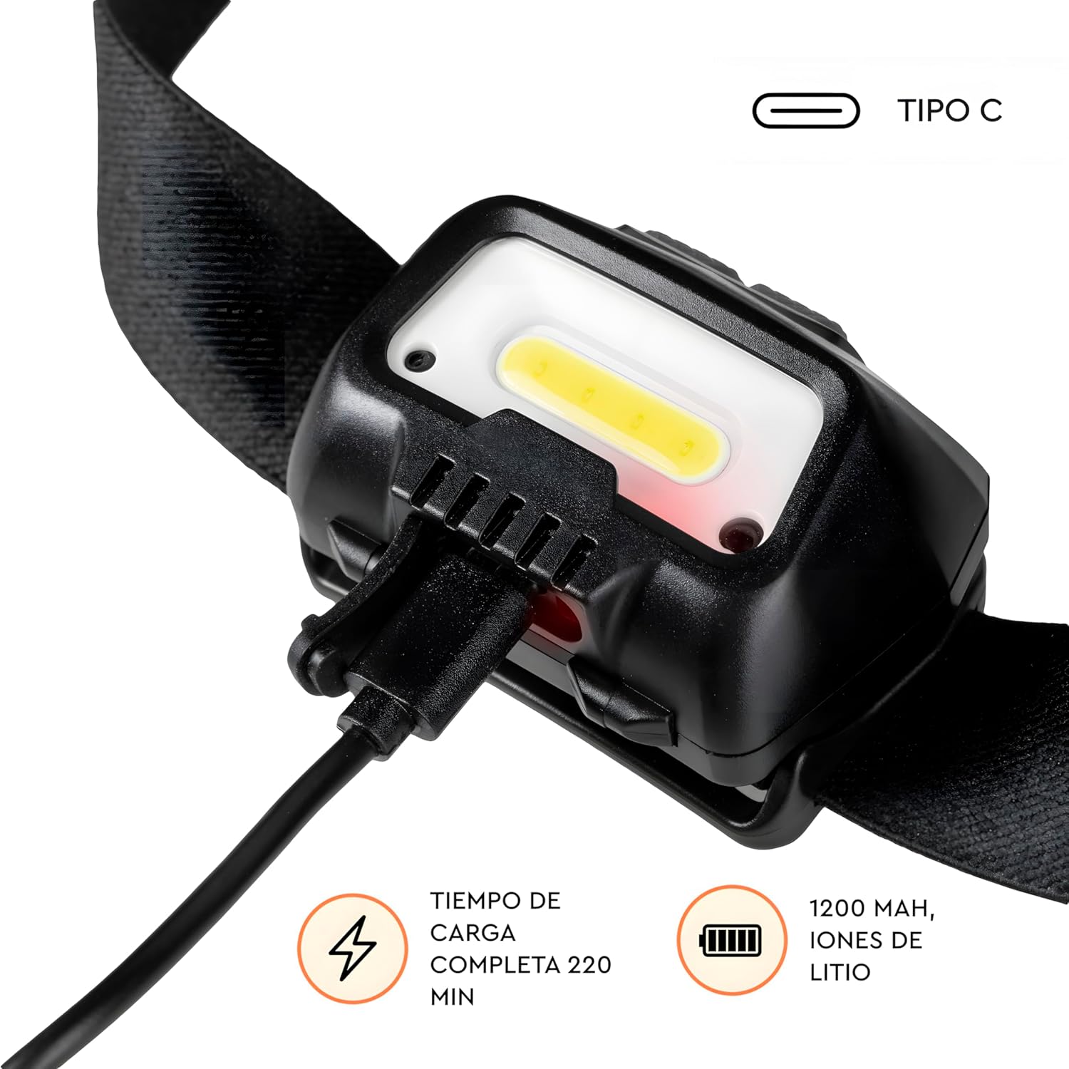 Linterna Frontal LED Recargable Dnipro-M FX-5 – 300 Lúmenes, Sensor de Movimiento, Batería de 1200 mAh USB-C