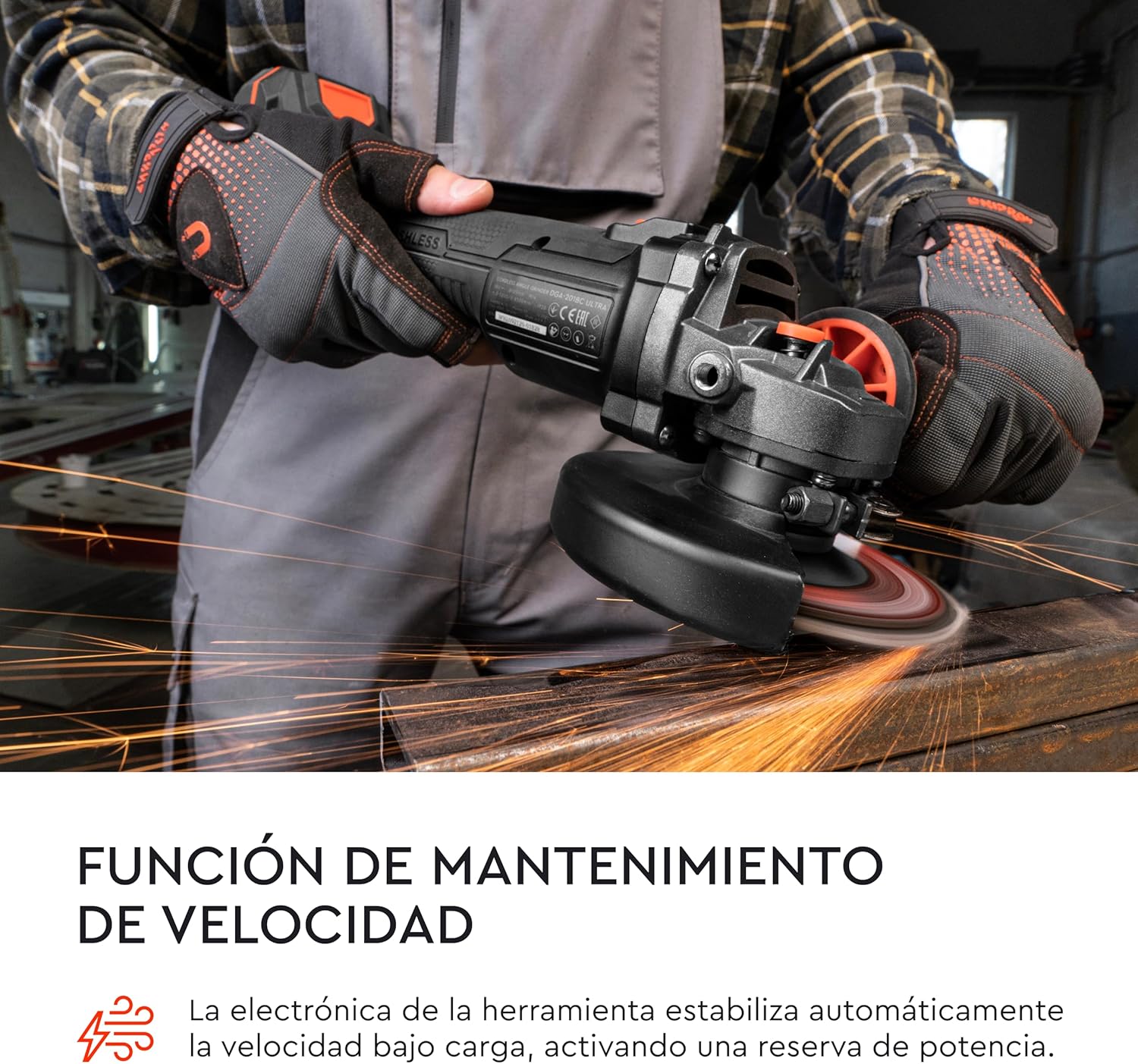 Amoladora Angular a Batería Dnipro-M DGA-201BC Ultra 20V – Motor Brushless, Kit con Batería de 4Ah y Cargador Rápido