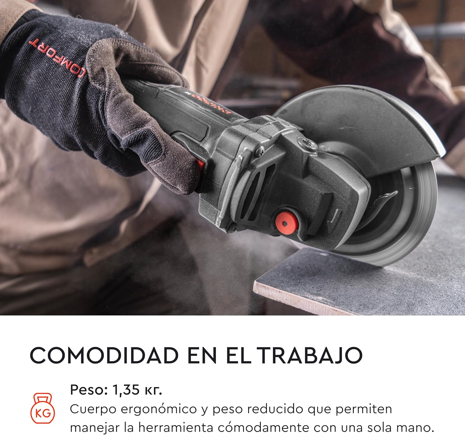 Amoladora Angular a Batería Dnipro-M DGA-201BC Ultra 20V – Motor Brushless, Kit con Batería de 4Ah y Cargador Rápido