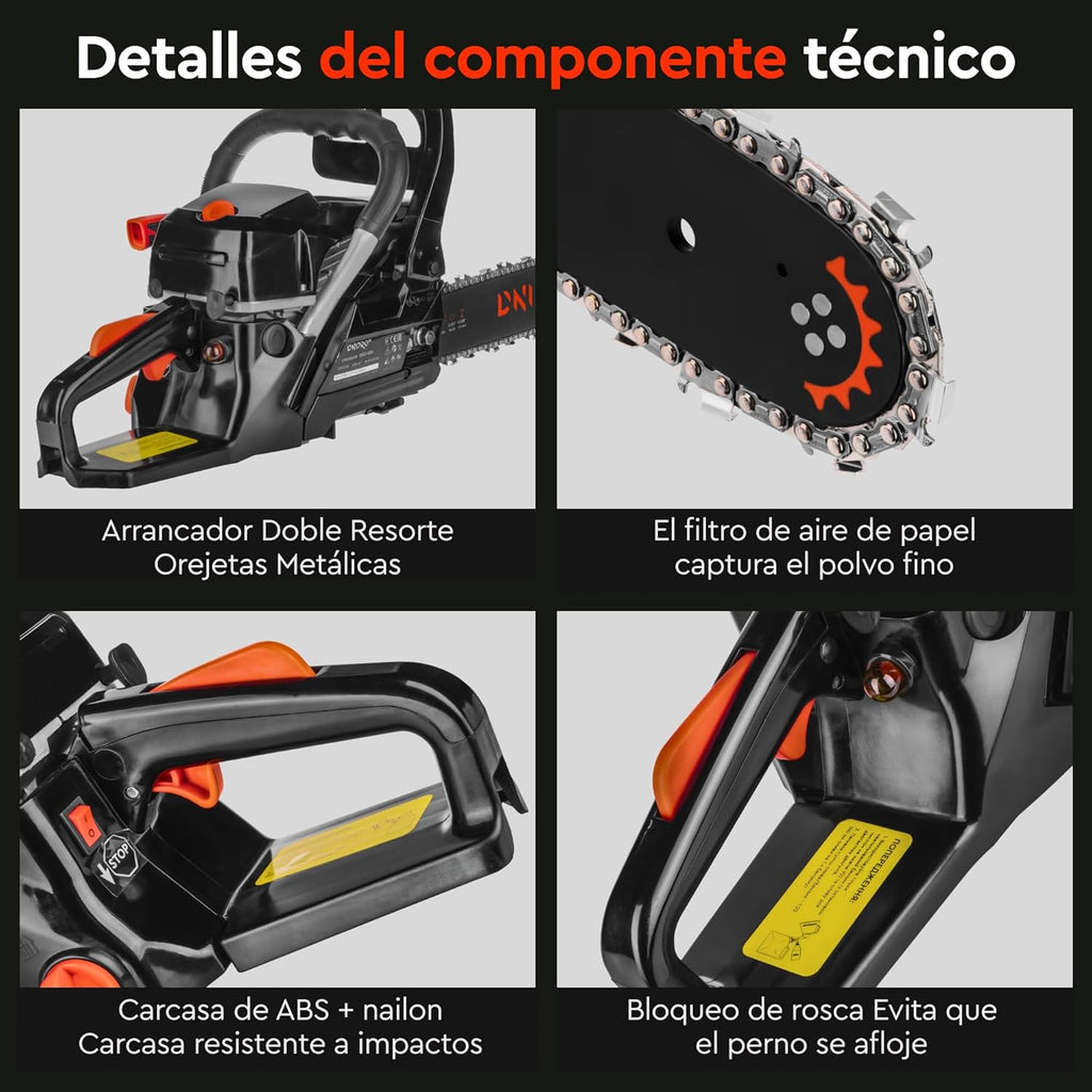 Motosierra de Gasolina Dnipro-M DSG-45HE – Motor de 45 cc (2000W), Espada de 40 cm, Sistema de Arranque Fácil y Filtro de Aire de Acceso Rápido