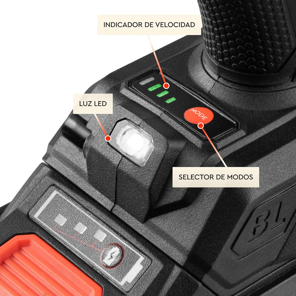 Soplador inalámbrico Dnipro-M DCB-203BC Compact 20V, motor brushless, 4 velocidades, sin batería ni cargador