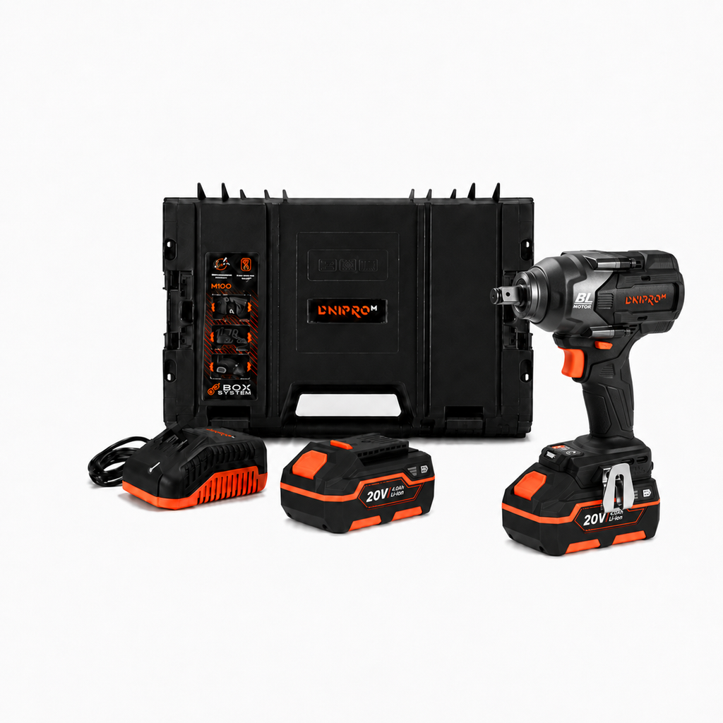 Dnipro-M | Llave de impacto a batería 20V 600 Nm DTW-202BC Ultra - Kit 2 baterías 4Ah