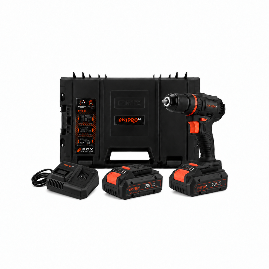Dnipro-M | Taladro percutor a batería 20V CD-201HBC Compact - Kit Pro 4Ah