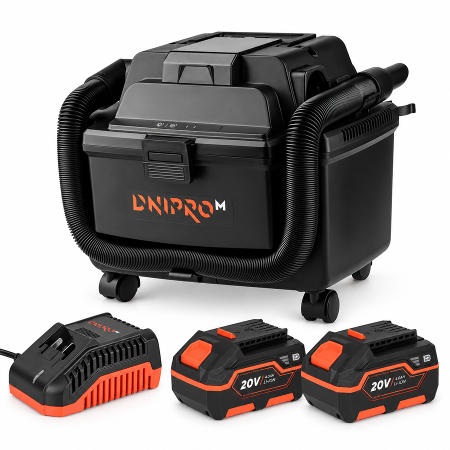 Dnipro-M | Aspirador a batería 20V DVC-200BC Ultra - Kit batería 4Ah
