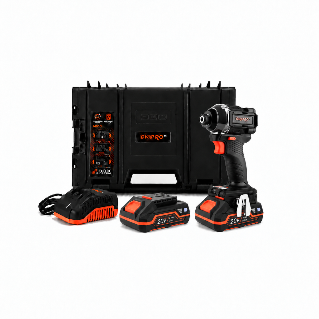 Dnipro-M | Atornillador de impacto a batería 20V DTD-201BC - Kit 2 baterías 2Ah