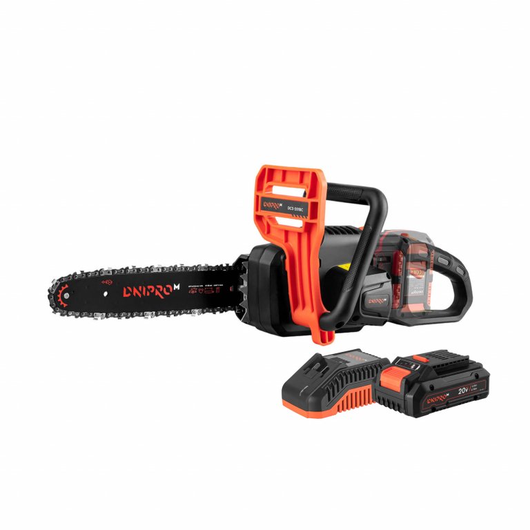 Dnipro-M | Motosierra a batería 20V 30 cm DCS-201BC - Kit batería 4Ah y cargador rápido