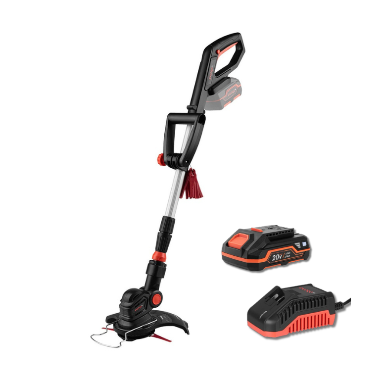 Cortabordes a Batería Dnipro-M DTC-200 20V – Trimmer de Césped Ultra-Ligero, Barra Telescópica, Kit con Batería 2Ah y Cargador Rápido