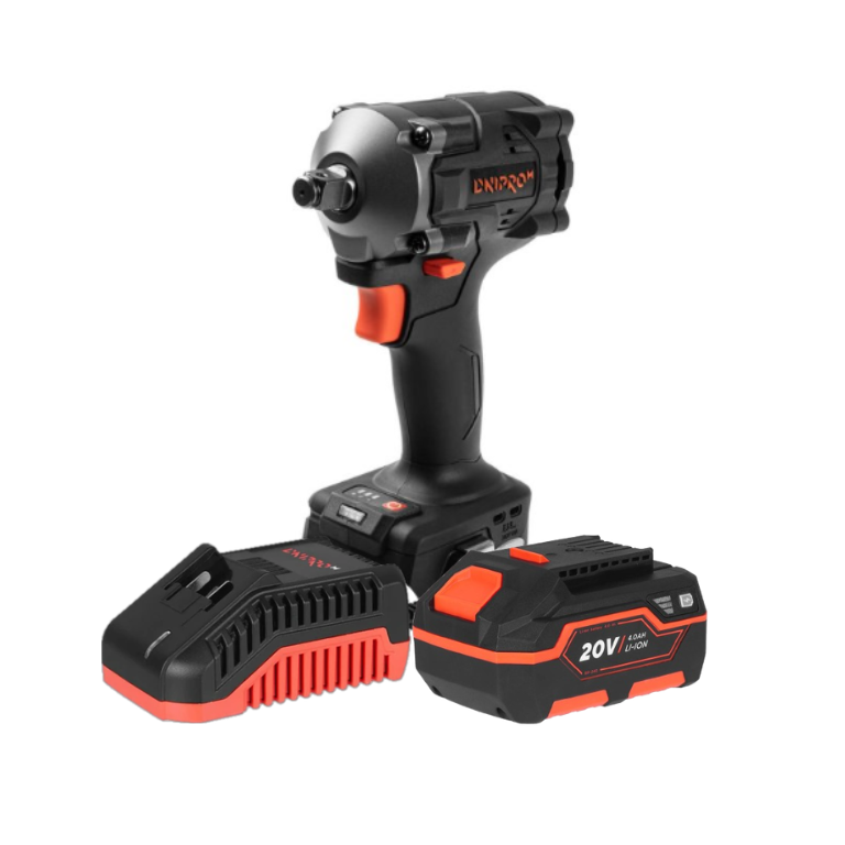 Dnipro-M | Llave de impacto a batería 20V 350 Nm DTW-201BC Compact - Kit batería 4Ah y cargador rápido