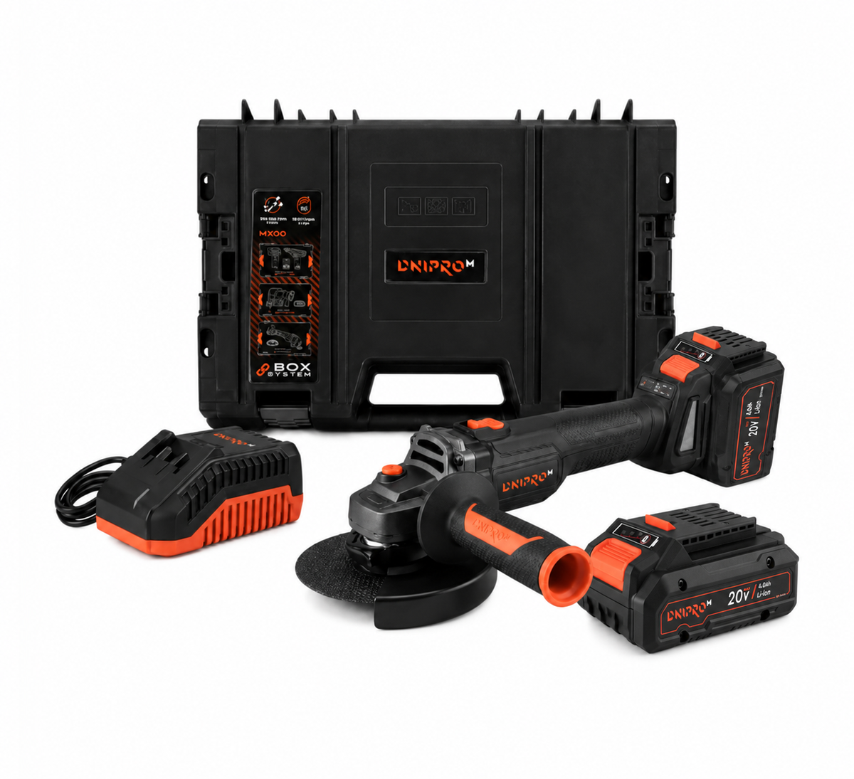 Dnipro-M | Amoladora angular a batería 20V DGA-201BC Ultra - Kit Midl Pro 4Ah