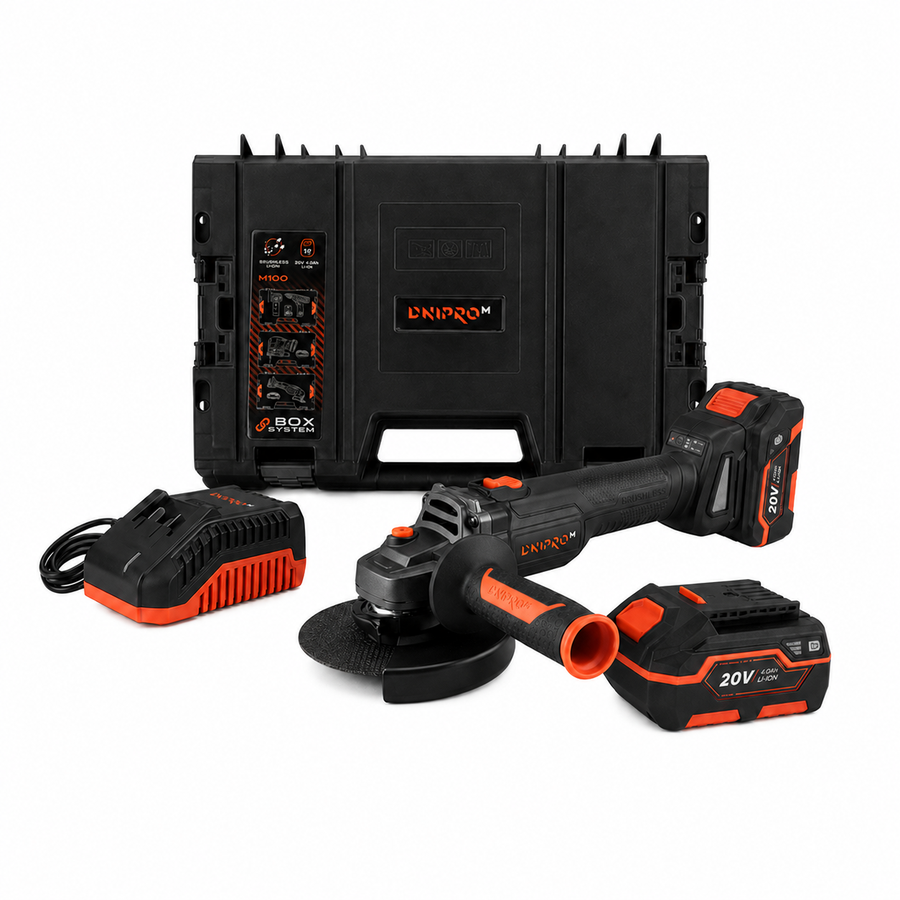 Dnipro-M | Amoladora angular a batería 20V DGA-201BC Ultra - Kit batería 4Ah