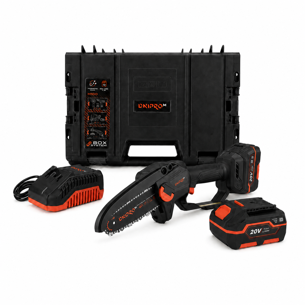 Dnipro-M | Mini motosierra a batería 20V DMS-200BC-Kit batería 4Ah