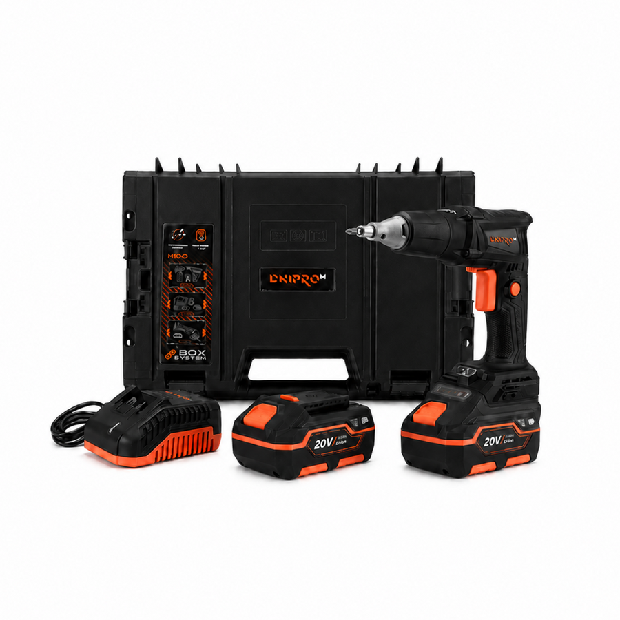Dnipro-M | Atornillador para pladur a batería 20V DSD-201BCA - Kit batería 4Ah