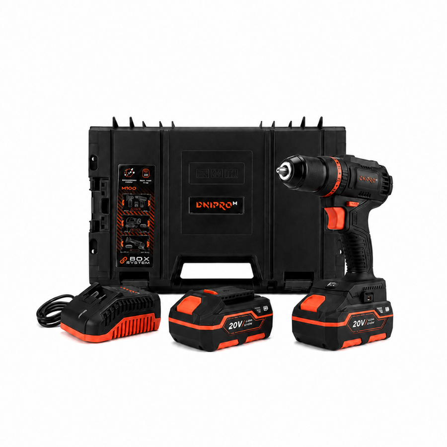 Dnipro-M | Taladro percutor a batería 20V CD-201HBC Compact - Kit batería 4Ah