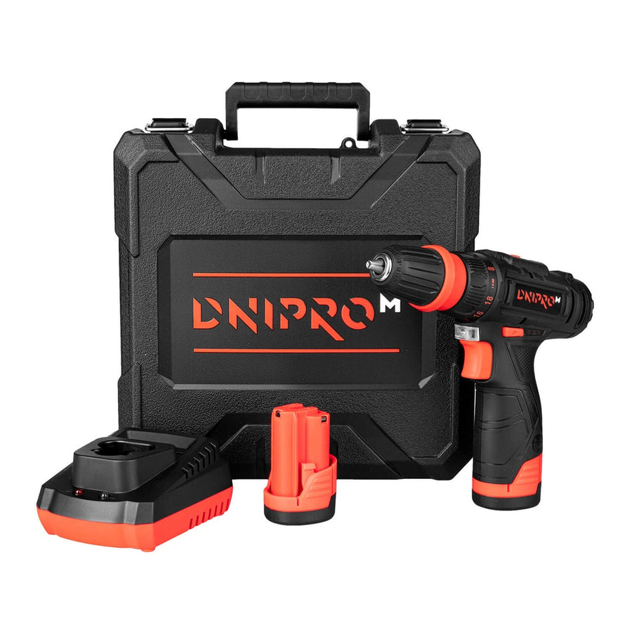Dnipro-M | Taladro atornillador a batería 12V 25 Nm CD-12QX - Kit 2 baterías 2Ah, cargador y maletín