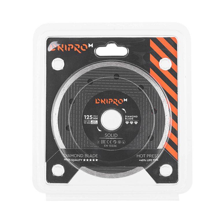 Disco de Corte Diamantado Continuo Dnipro-M Solid 125 – Diámetro 125 mm, Eje 22.2 mm
