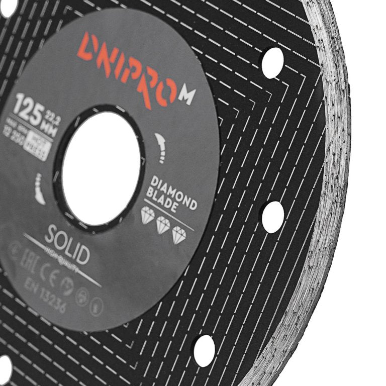 Disco de Corte Diamantado Continuo Dnipro-M Solid 125 – Diámetro 125 mm, Eje 22.2 mm