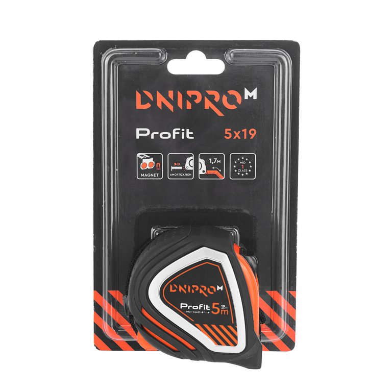 Cinta Métrica Magnética Compacta Dnipro-M Profit – Longitud 5m, Ancho 19mm
