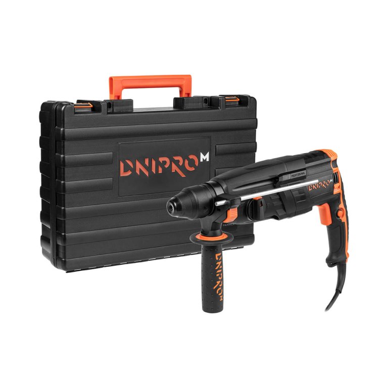 Martillo Perforador Ligero Dnipro-M RH-12 1050W – Energía de Impacto de 3.2 J, 4 Modos de Trabajo, Sistema SDS-Plus y Maletín de Transporte