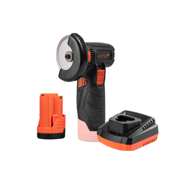 Mini Amoladora Angular a Batería Dnipro-M CG-12BC Ultra 12V – Kit Profesional con Motor Brushless, Disco de 76 mm, Batería 2Ah y Cargador Rápido