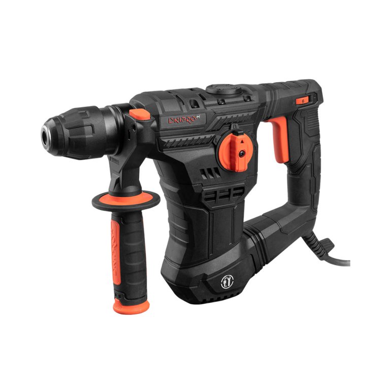 Martillo Perforador Combinado Dnipro-M BH-14S 1050W – Diseño en L (Barril), Energía de Impacto de 4.5 J, Sistema Antivibración, SDS-Plus y Maletín