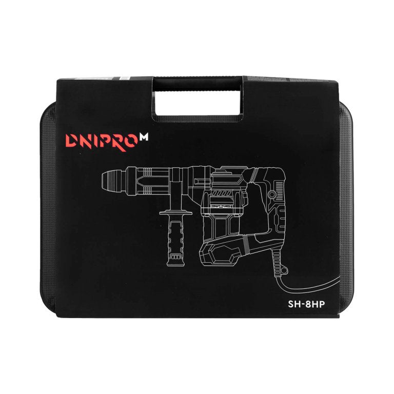 Martillo Demoledor Ligero Dnipro-M SH-8HP 1050W – Energía de Impacto de 8 J, Sistema SDS-Plus, Reducción de Vibración y Maletín de Transporte