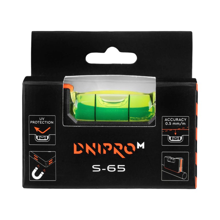 Mini Nivel de Burbuja Magnético de Bolsillo Dnipro-M S-65 – Longitud 65 mm