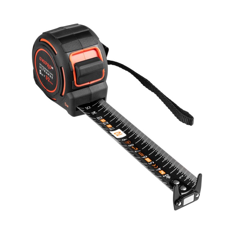 Cinta métrica Dnipro-M ULTRAMAX 5 m x 32 mm con imán reforzado, doble cara y recubrimiento Nylon Plus