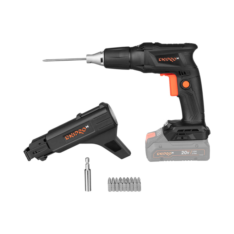Kit Profesional para Pladur Dnipro-M: Atornillador de Cinta Brushless DSD-201BCA (10 Nm / 4400 RPM) + Batería Li-Ion 2.0 Ah BP-220 + Cargador Rápido 3A FC-230