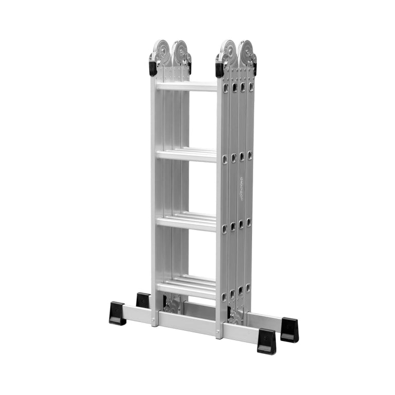 Escalera articulada de aluminio Dnipro-M MP-46 4x4 con 16 peldaños, 4,6 m y soportes anchos
